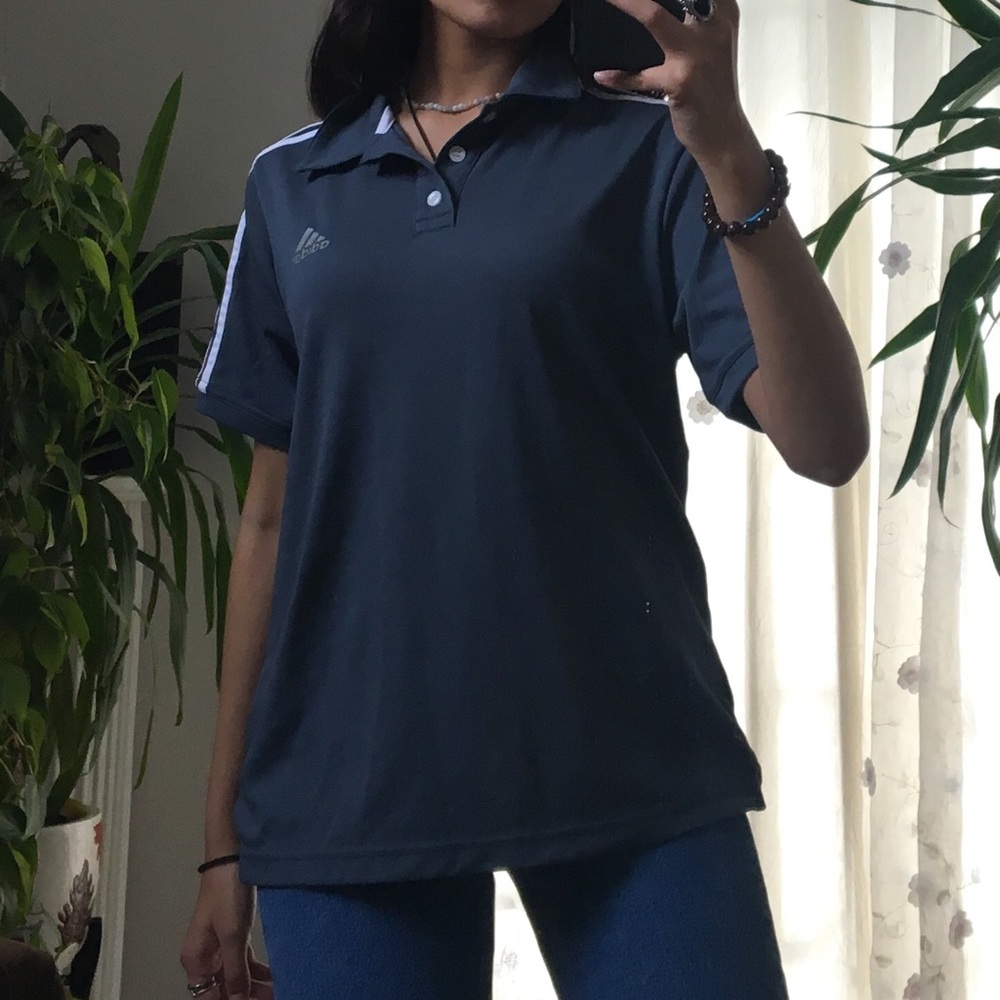 blue grey adidas clima polo shirt